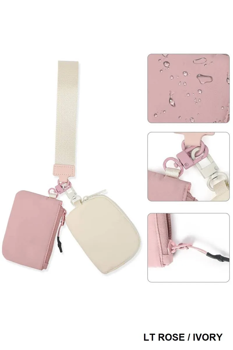 Dual Pouch Wristlet Keychain Wallet