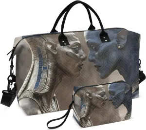 Duffel Bag for Traveling, Alien Pharaoh Face Gym Bags with Multiple Interior Pockets for Women Men Toiletry Purse Included 20.5”x 1.9” x 13.8”