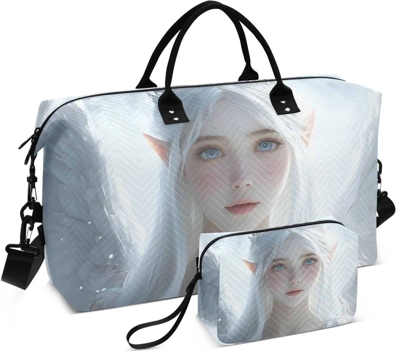 Duffel Bag for Traveling, Angel Woman Wings Gym Bags with Multiple Interior Pockets for Women Men Toiletry Purse Included 20.5”x 1.9” x 13.8”