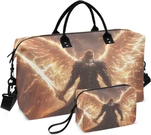 Duffel Bag for Traveling, Archangel Wings Gym Bags with Multiple Interior Pockets for Women Men Toiletry Purse Included 20.5”x 1.9” x 13.8”