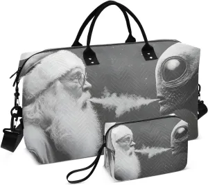 Duffel Bag for Traveling, Christmas Alien Funny Gym Bags with Multiple Interior Pockets for Women Men Toiletry Purse Included 20.5”x 1.9” x 13.8”