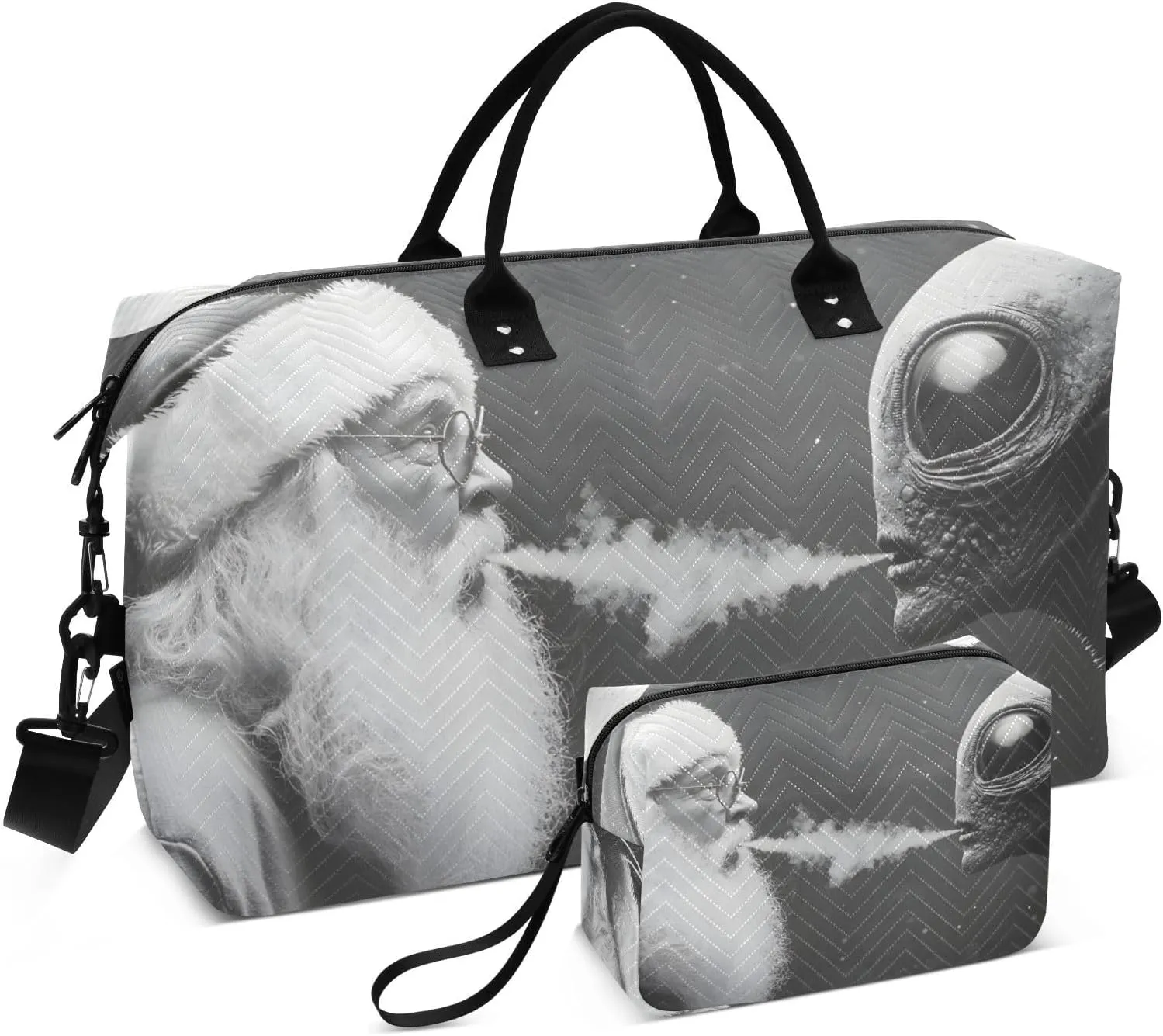 Duffel Bag for Traveling, Christmas Alien Funny Gym Bags with Multiple Interior Pockets for Women Men Toiletry Purse Included 20.5”x 1.9” x 13.8”