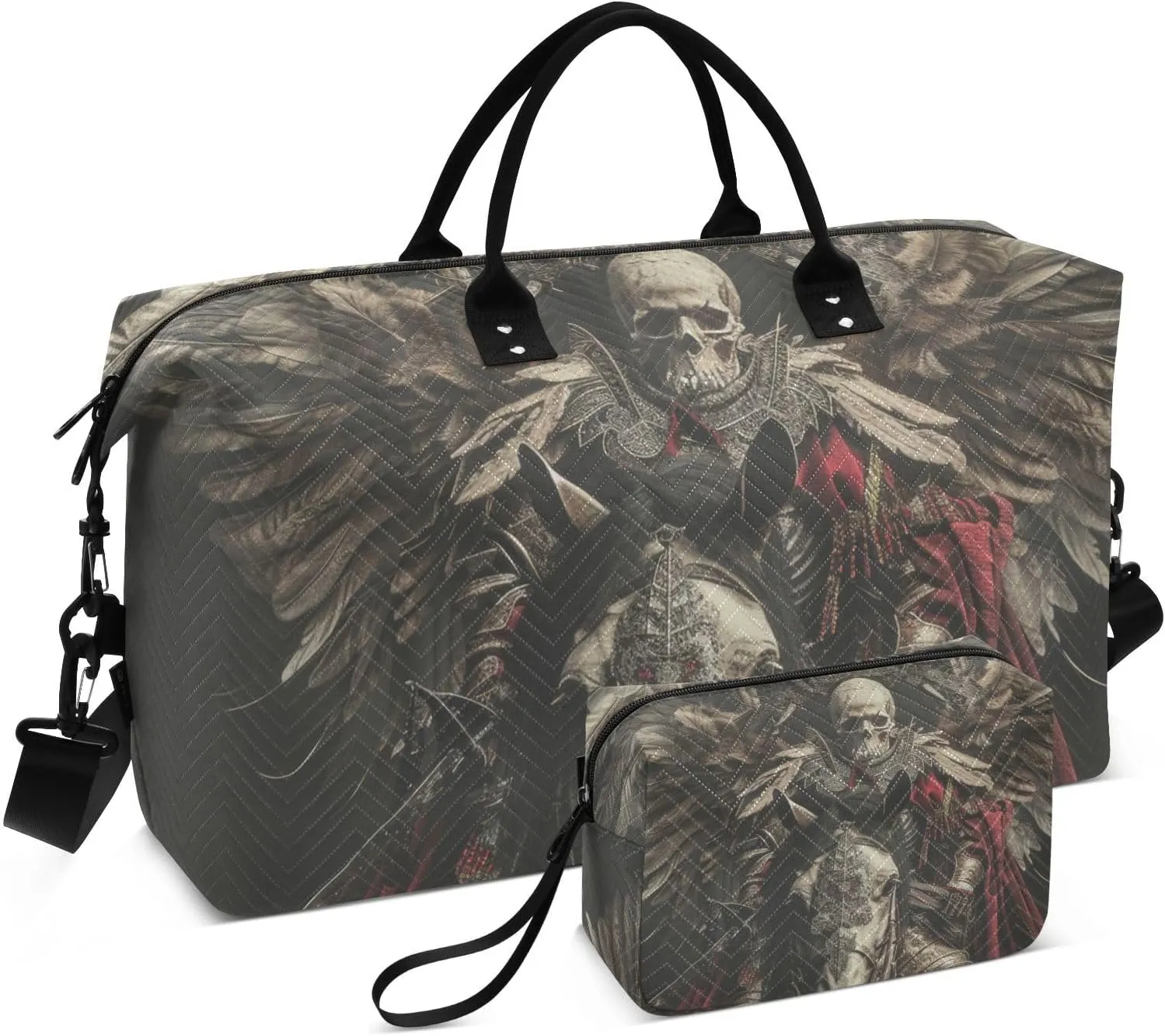 Duffel Bag for Traveling, Man Hors Wings Skeleton Gym Bags with Multiple Interior Pockets for Women Men Toiletry Purse Included 20.5”x 1.9” x 13.8”