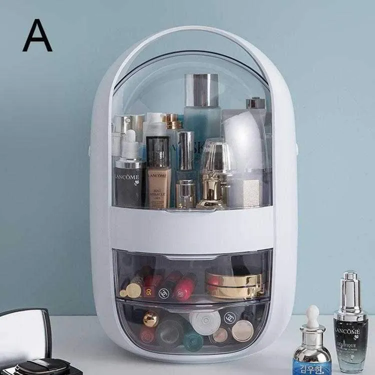 Dustproof Makeup Organizer Modern Jewelry and Cosmetic Storage Display Boxes with Handle