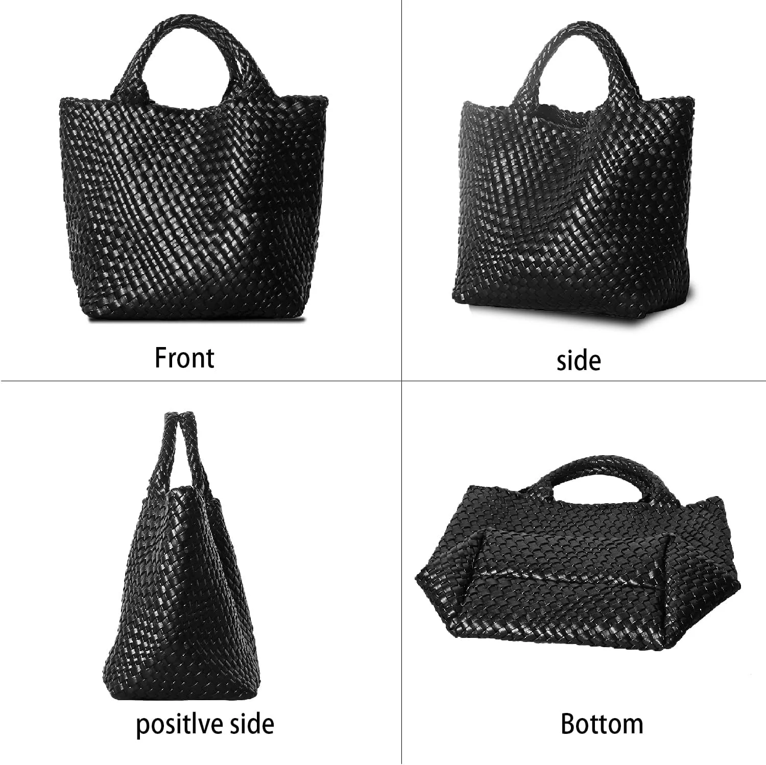 Dyalsa Woven Bag for Women, Vegan Leather Tote Bag Large Summer Beach Handbag Purse Retro Handmade Travel Shoulder Bag Set