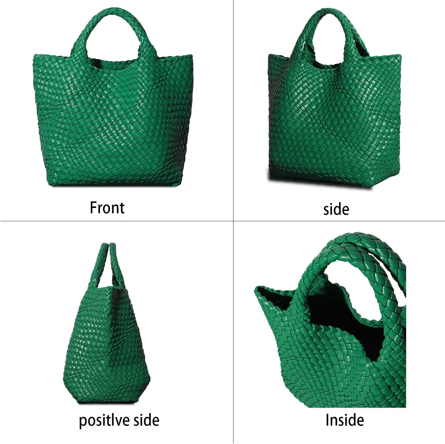 Dyalsa Woven Bag for Women, Vegan Leather Tote Bag Large Summer Beach Handbag Purse Retro Handmade Travel Shoulder Bag Set