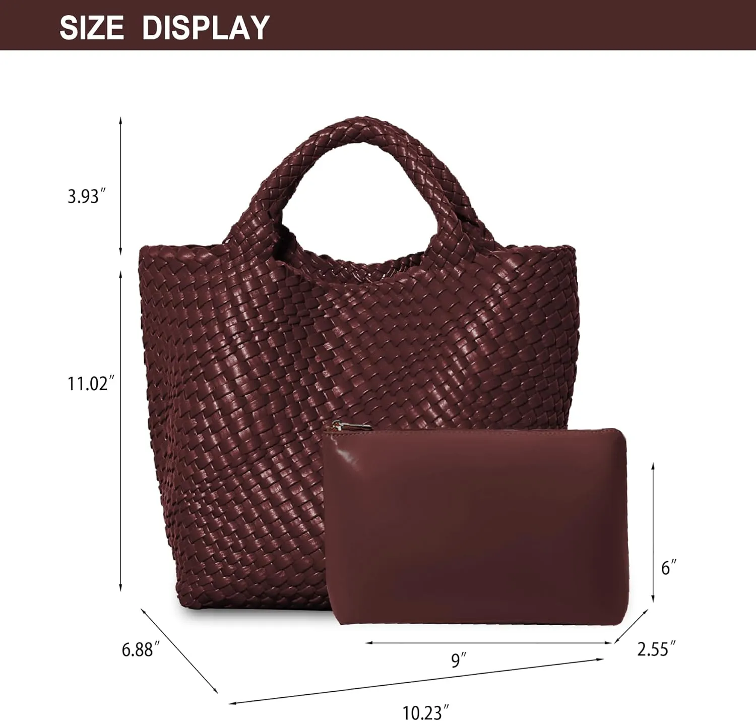 Dyalsa Woven Bag for Women, Vegan Leather Tote Bag Large Summer Beach Handbag Purse Retro Handmade Travel Shoulder Bag Set