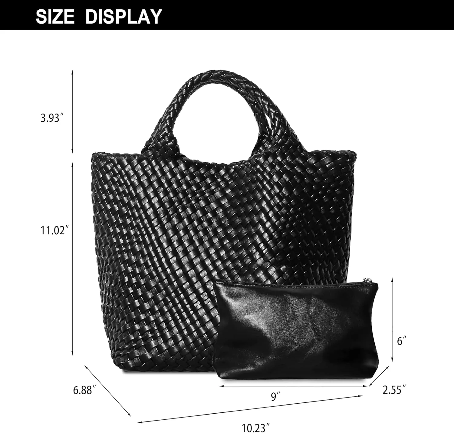 Dyalsa Woven Bag for Women, Vegan Leather Tote Bag Large Summer Beach Handbag Purse Retro Handmade Travel Shoulder Bag Set
