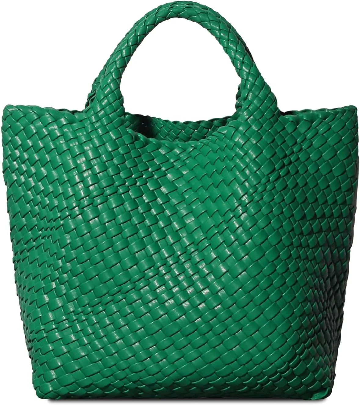 Dyalsa Woven Bag for Women, Vegan Leather Tote Bag Large Summer Beach Handbag Purse Retro Handmade Travel Shoulder Bag Set