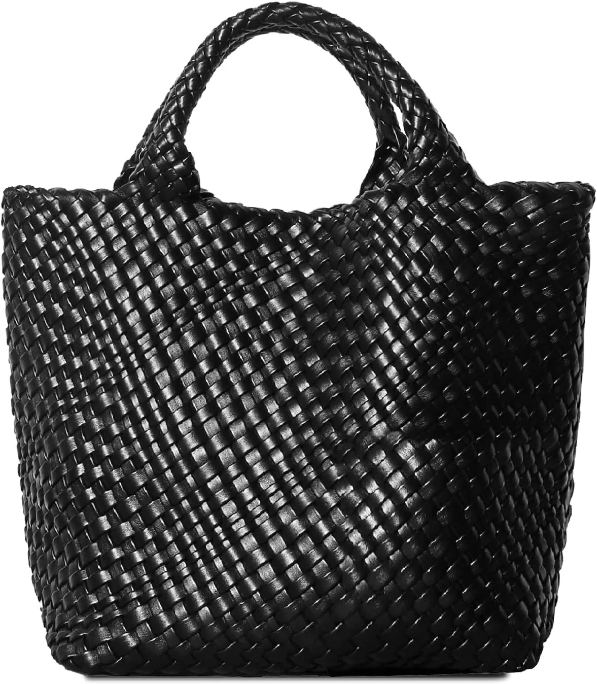 Dyalsa Woven Bag for Women, Vegan Leather Tote Bag Large Summer Beach Handbag Purse Retro Handmade Travel Shoulder Bag Set