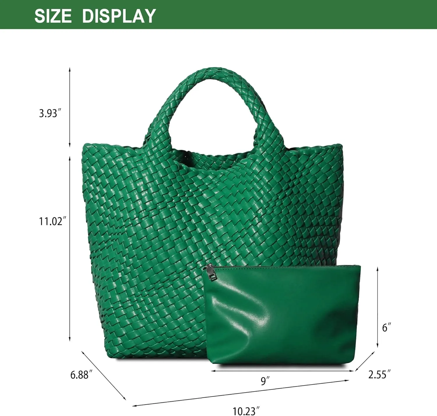 Dyalsa Woven Bag for Women, Vegan Leather Tote Bag Large Summer Beach Handbag Purse Retro Handmade Travel Shoulder Bag Set