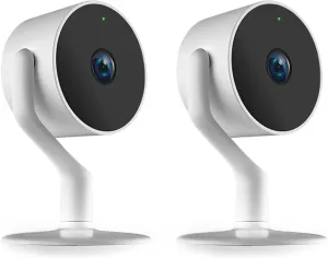 eco4life IP Cam 8C 1080p HD Indoor WiFi Smart Home Camera with Night Vision, 2-Way Audio, Works with Alexa, Google Assistant and Siri, White, 2-Pack