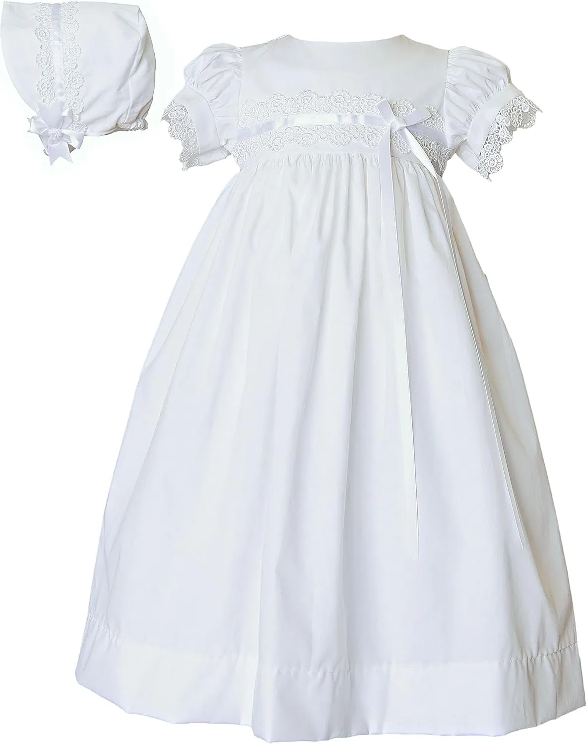 Eden Girls White 100% Cotton 2-Piece Christening Baptism Gown
