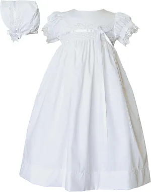 Eden Girls White 100% Cotton 2-Piece Christening Baptism Gown