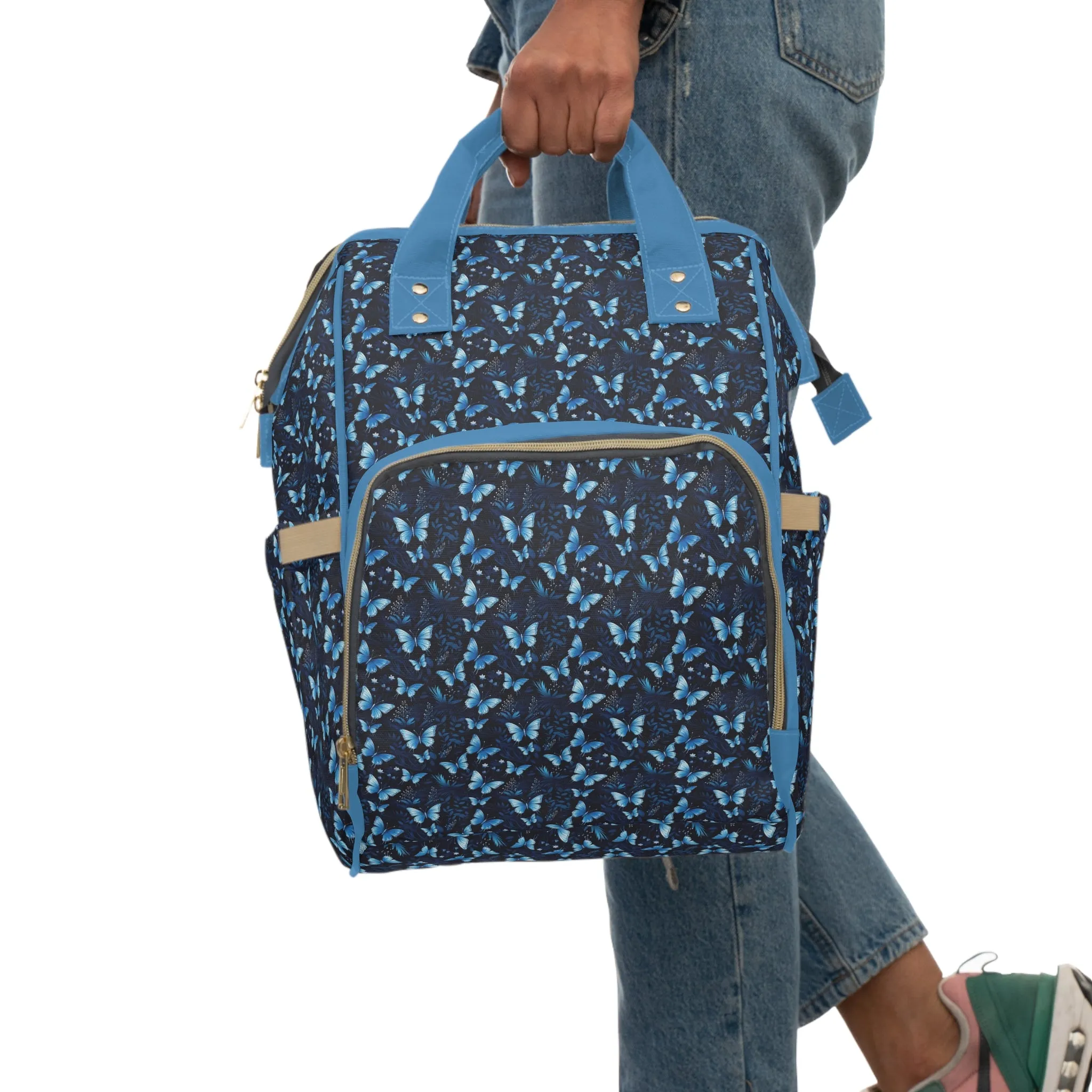 Elegant Butterfly Diaper Backpack - Lightweight & Durable Nylon Baby Bag with Beautiful Butterfly Motifs, Ideal for On-The-Go Parents