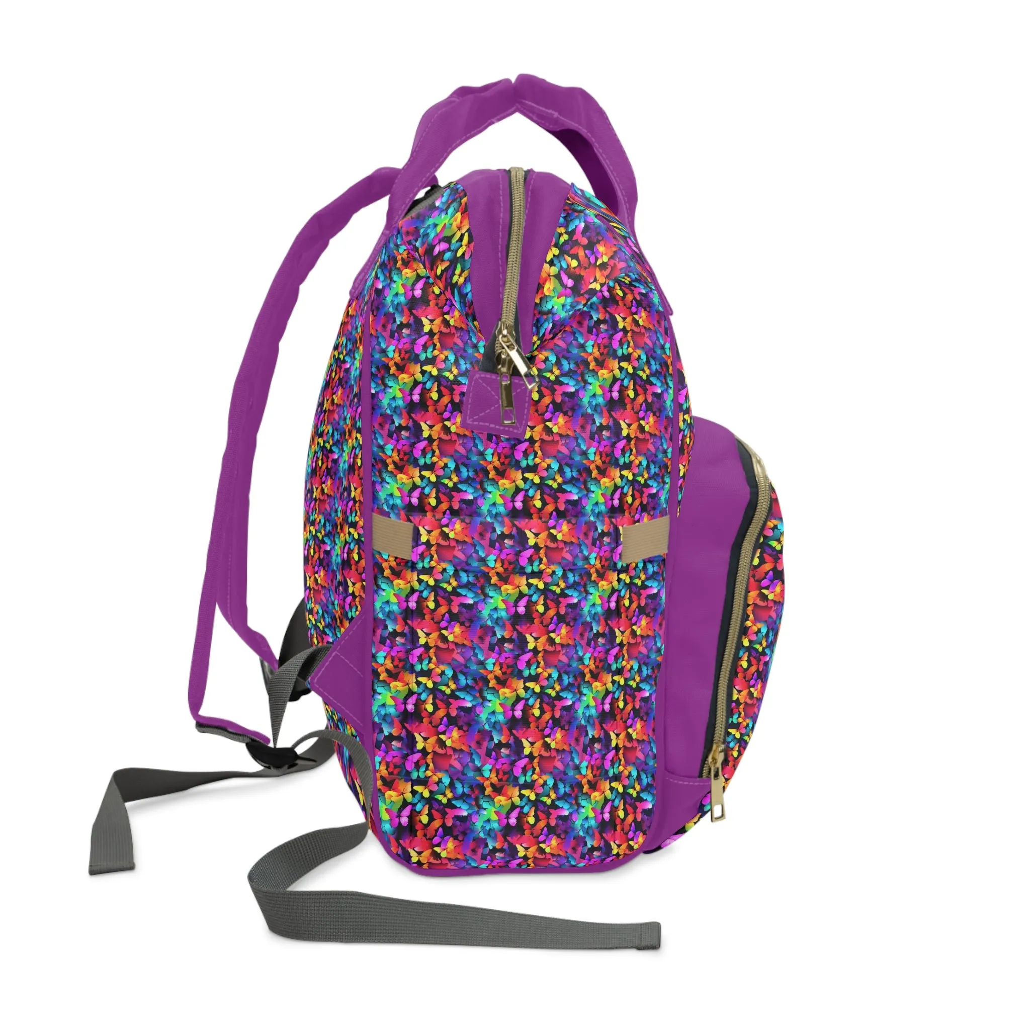 Elegant Butterfly Diaper Backpack - Lightweight & Durable Nylon Baby Bag with Beautiful Butterfly Motifs, Ideal for On-The-Go Parents