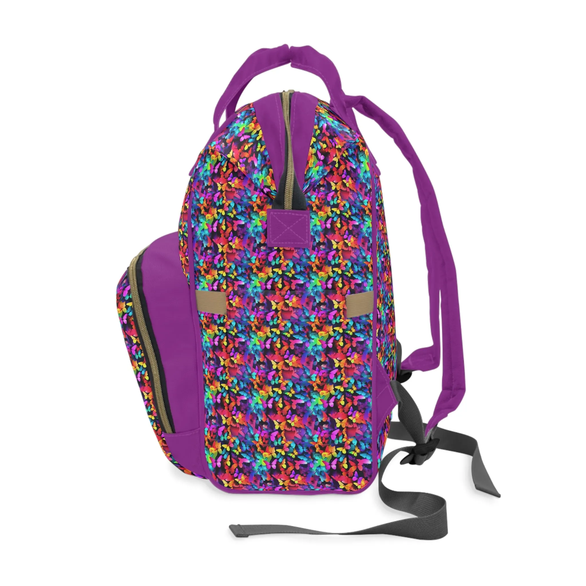 Elegant Butterfly Diaper Backpack - Lightweight & Durable Nylon Baby Bag with Beautiful Butterfly Motifs, Ideal for On-The-Go Parents