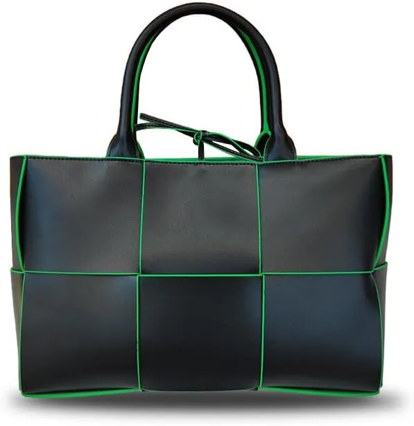 Elegant Cowhide Leather Hand Woven Tote Handbag – Large Shoulder Bag for Commuting