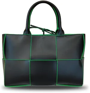 Elegant Cowhide Leather Hand Woven Tote Handbag – Large Shoulder Bag for Commuting