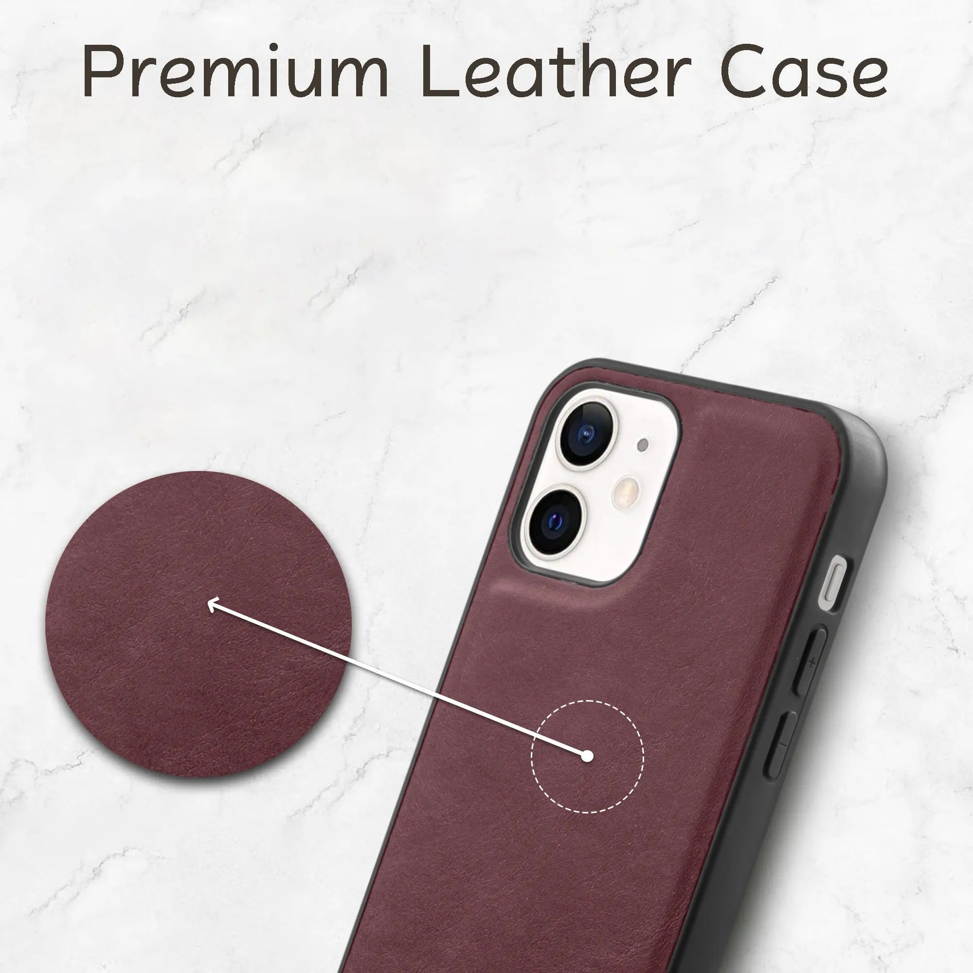 Elegant Leather Finish Back Cover for Apple iPhone 12