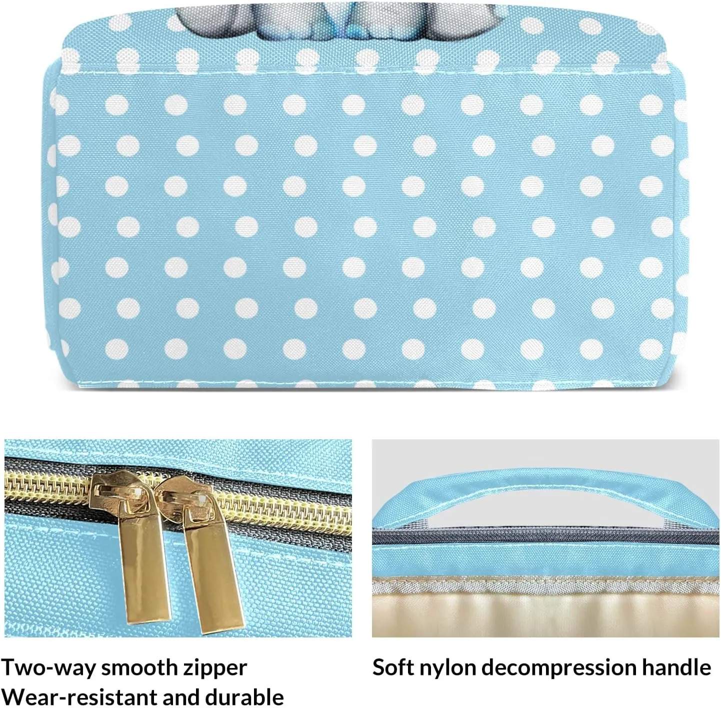 Elephant Blue Diaper Bags Custom Name Backpack Personalized Baby Nappy Travel Tote Bag for Mom Gift