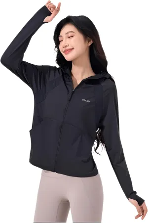 Ellniges]Stylish Women's Outdoor Protection Jacket - Lightweight, Breathable UV Blocker with Thumb Holes & Detachable Hood for Beach & Daily Wear【UV Protection】【Quick-Dry】