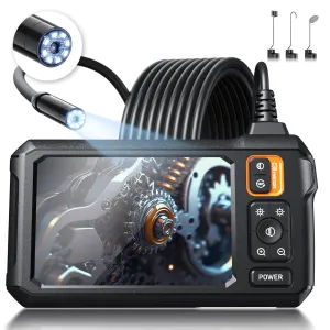 Endoscope Camera with Light, Inspection Borescope Camera with 4.3" IPS Screen, 1920P HD with 8 LED Lights, 16.4FT Semi-Rigid Cord Bore Scope, IP67 Waterproof Endoscope for Sewer, Tools(Orange)