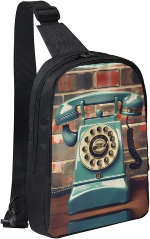 England Uk Retro London Telephones Crossbody Backpack Travel Hiking Daypack Small Chest Bag For Women Men Outdoor Sports