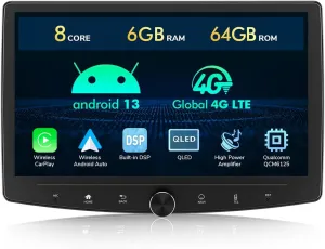 Eonon 6GB 64GB Double Din Car Stereo, 10.1 Inch Wireless CarPlay Android Auto Car Audio Receiver, Android 13 Touchscreen Navigation, Bluetooth, Backup Camera, 4G LTE, DSP -UA13SK-PLUS