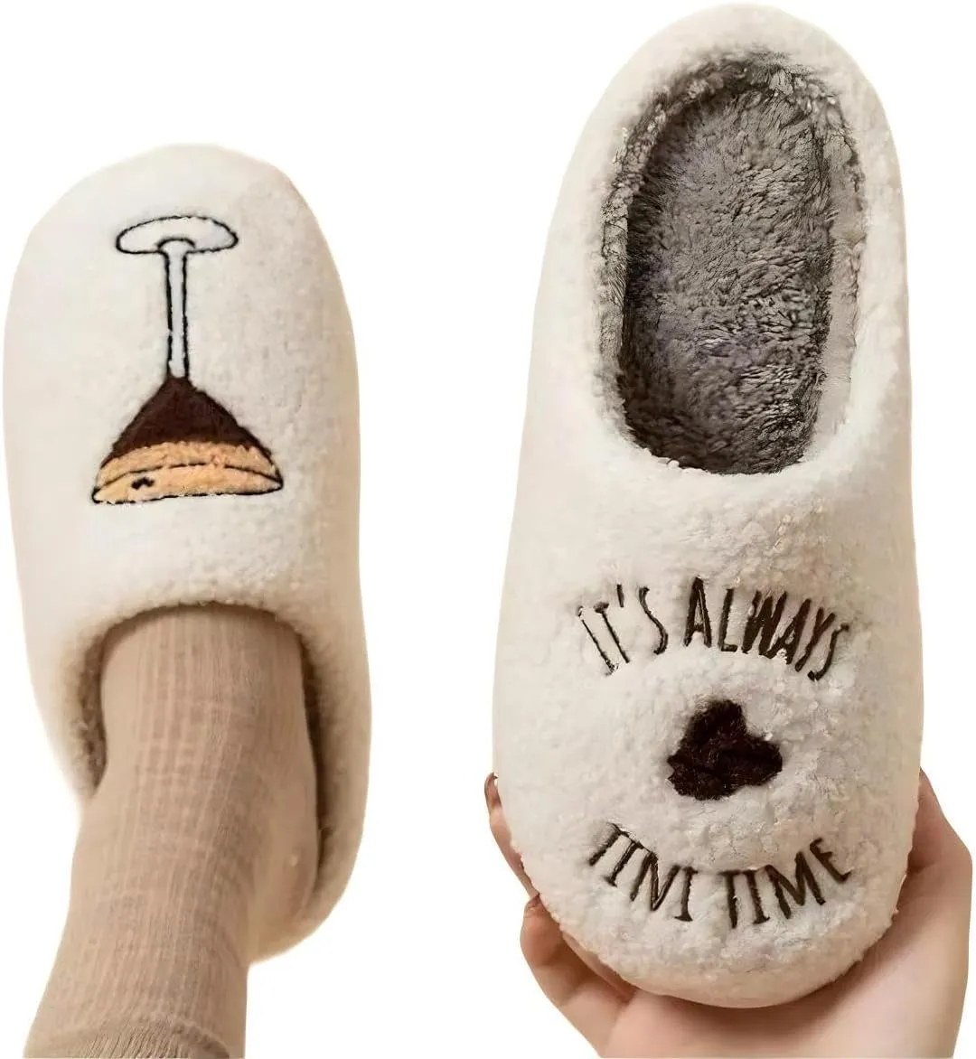Espresso Martini Slippers for Women Men，Fuzzy Warm Martini Glasses Slippers，Funny Soft Creative Design House Shoes