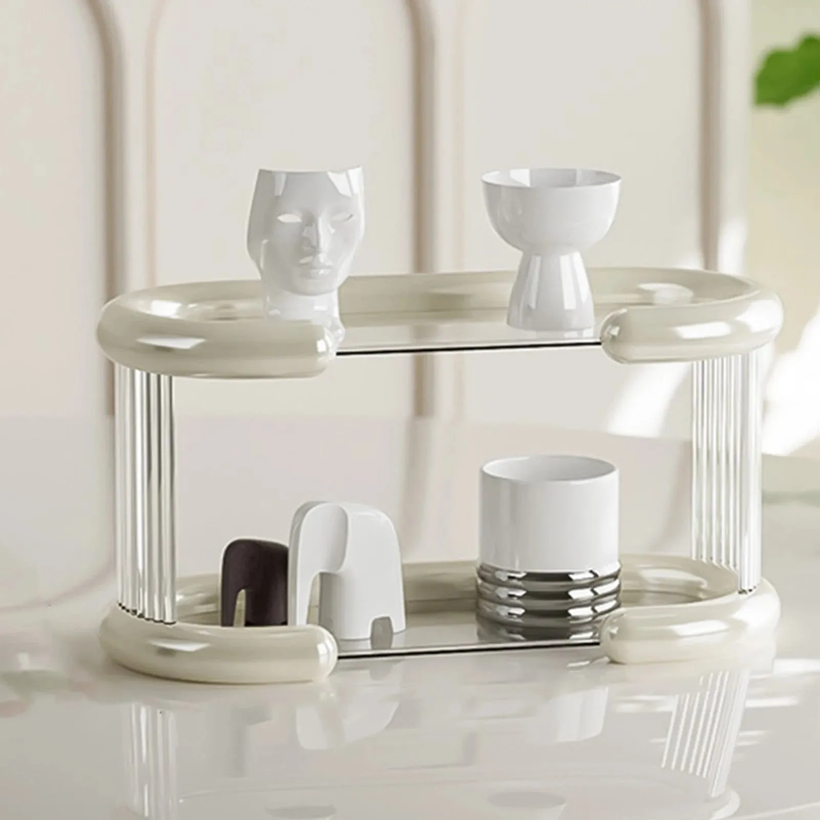 Estante de almacenamiento para tazas de té, bandeja de escritorio para el hogar, botellas de cocina