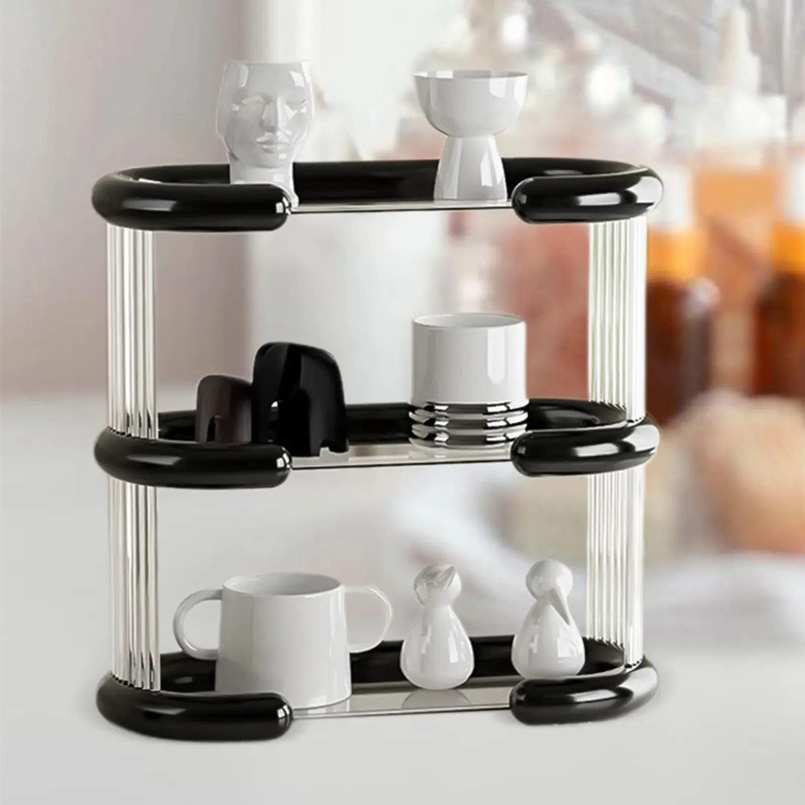 Estante de almacenamiento para tazas de té, bandeja de escritorio para el hogar, botellas de cocina