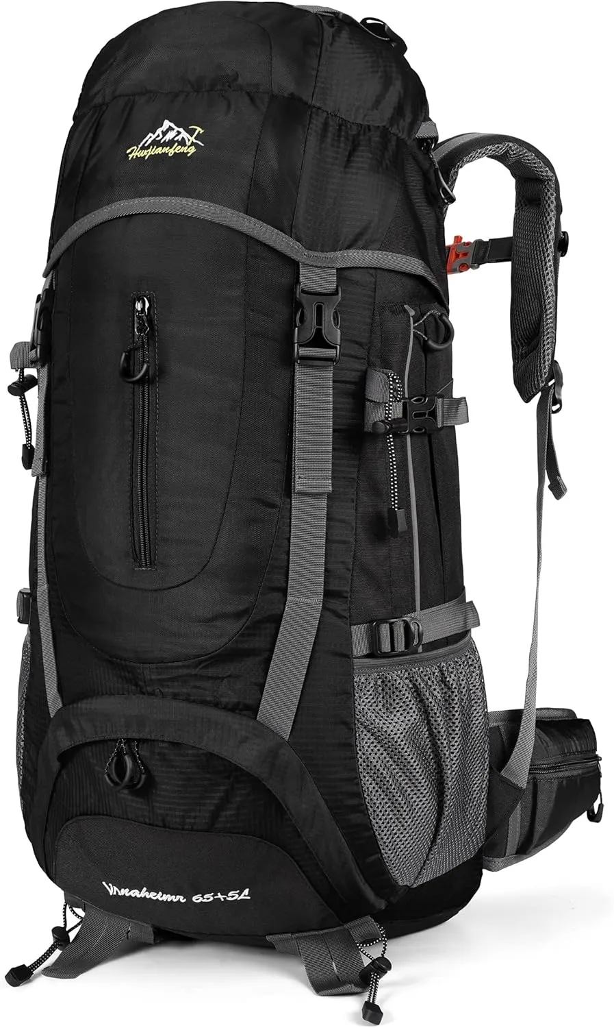 Esup 70L Hiking Backpack Camping Backpack Backpacking Backpack, Mountaineering Backpack with 65L 5L Rain Cover (Black)