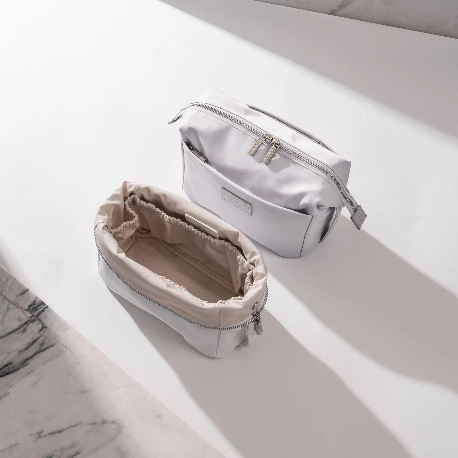 ETOILE - Jet Setter Travel Case Off White Soft Flexible and Foldable Makeup Cosmetic Travel Bag
