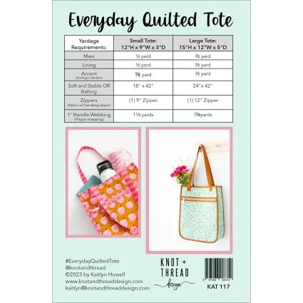 Everyday Quilted Tote by Kaitlyn Howell for Knot & Thread (Printed Pattern)