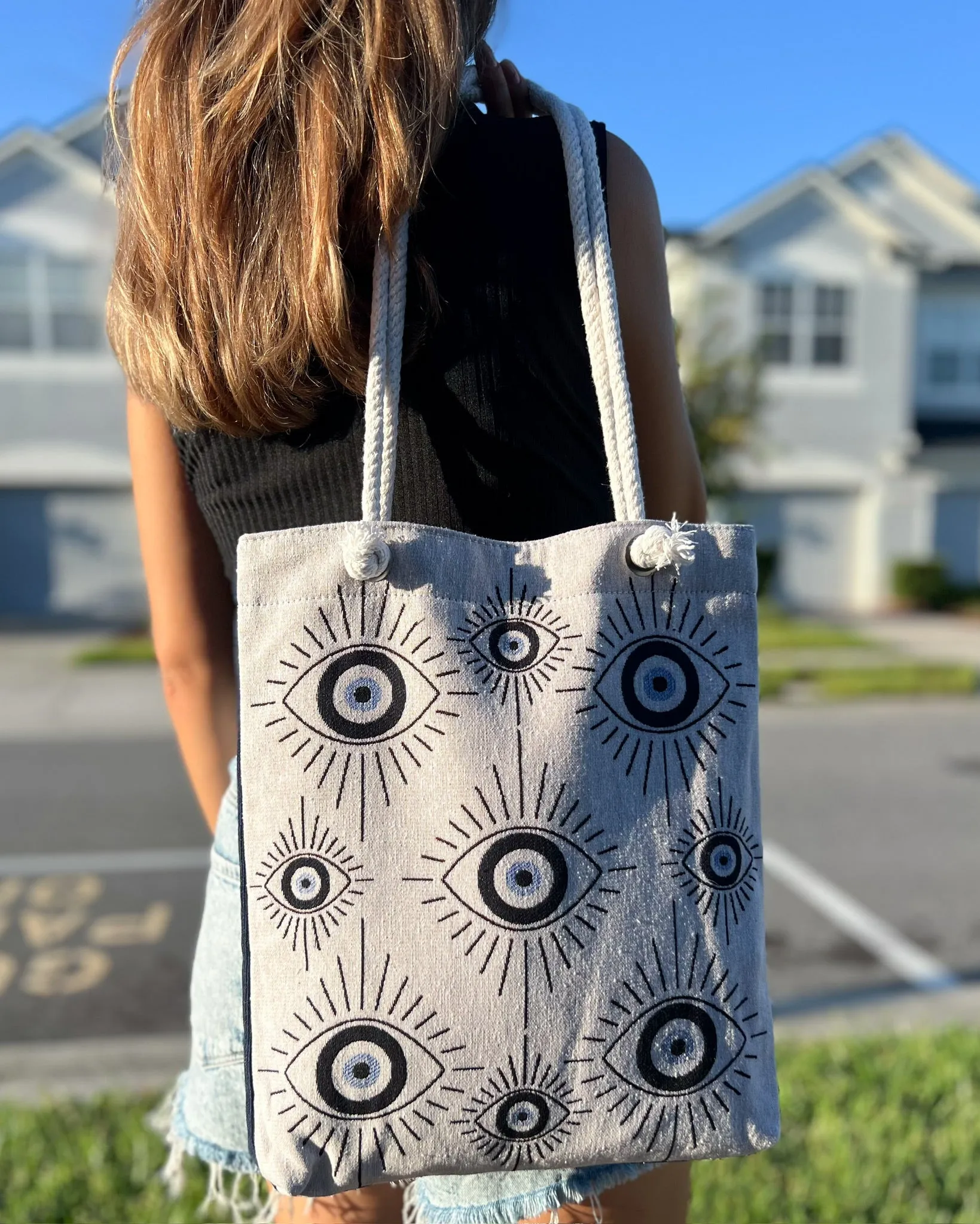 Evil Eye Tote Bag, Bohemian Style Shoulder Bag