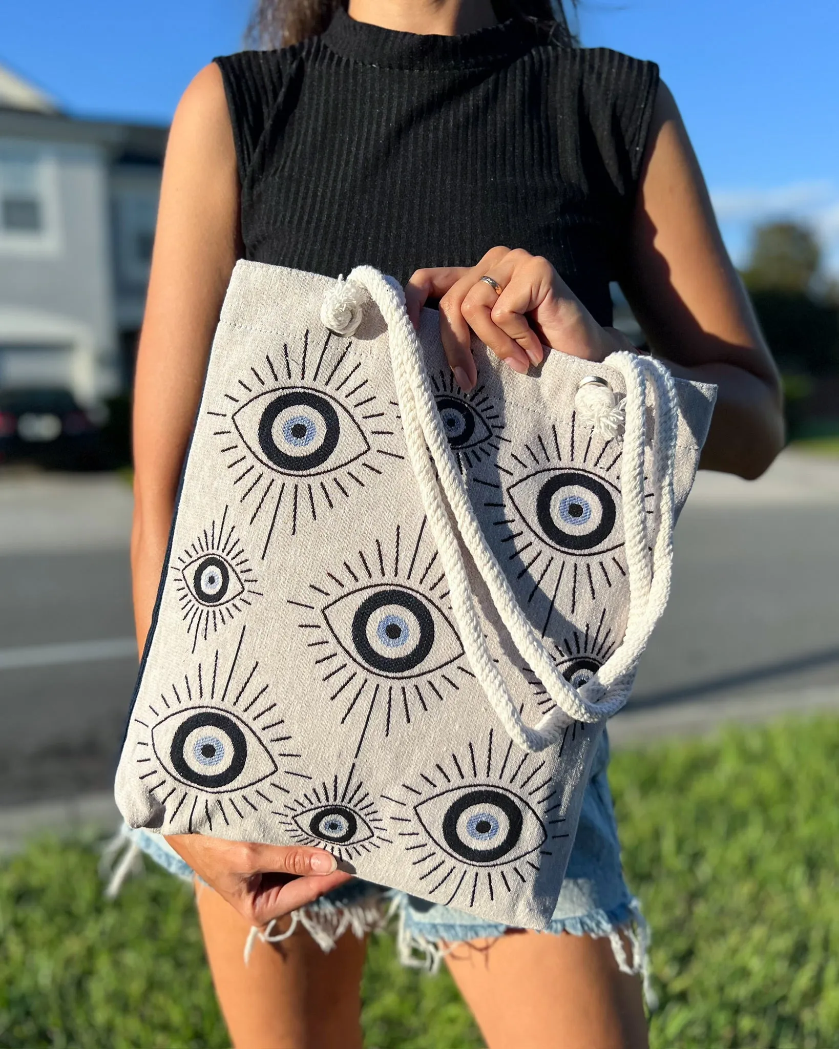 Evil Eye Tote Bag, Bohemian Style Shoulder Bag