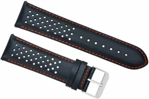 Ewatchparts 24mm Perforated Leather Watch Band Strap Compatible With Tag Heuer Carrera Quick Release Black