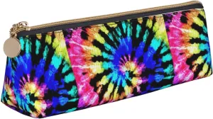 Exotic Tribe Tie Dye Style Triangle Leather Case Multi Functional Cosmetic Bag Portable Makeup and Stationery Storage Bag ﻿