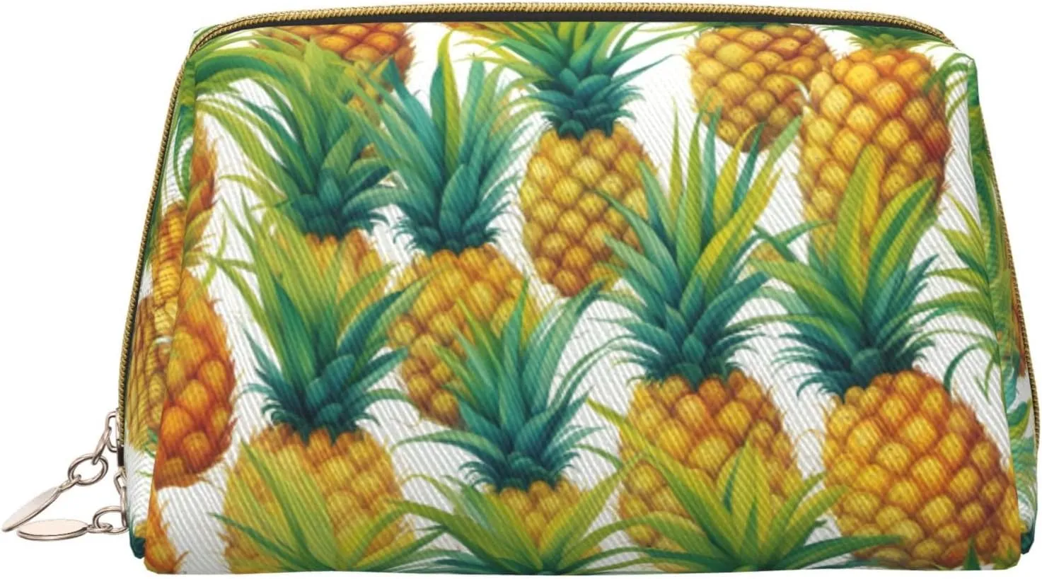 Exotic Tropical Pineapples Leather Toiletry Organizer Bag, Travel-Friendly Makeup Pouch For Women