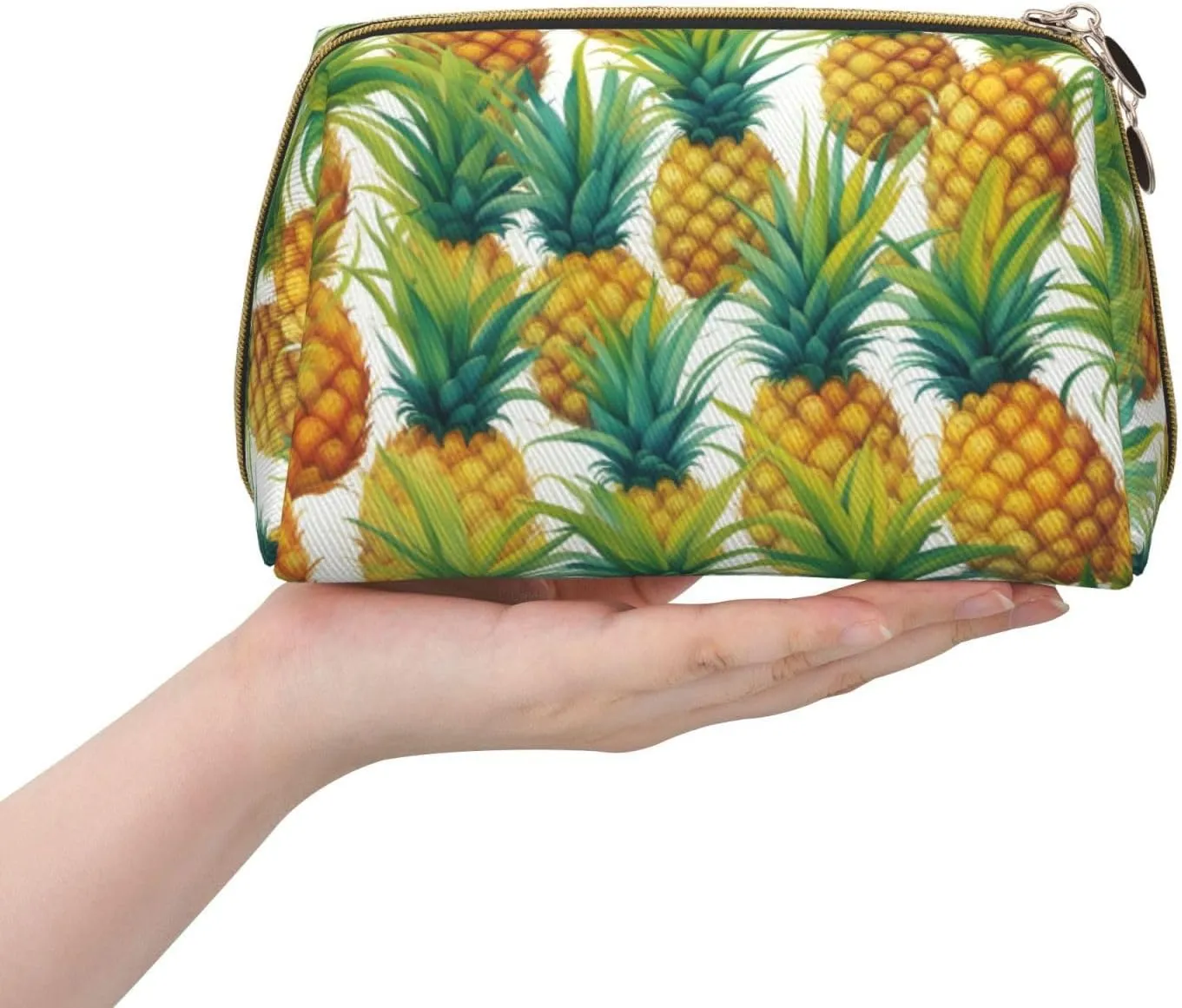 Exotic Tropical Pineapples Leather Toiletry Organizer Bag, Travel-Friendly Makeup Pouch For Women