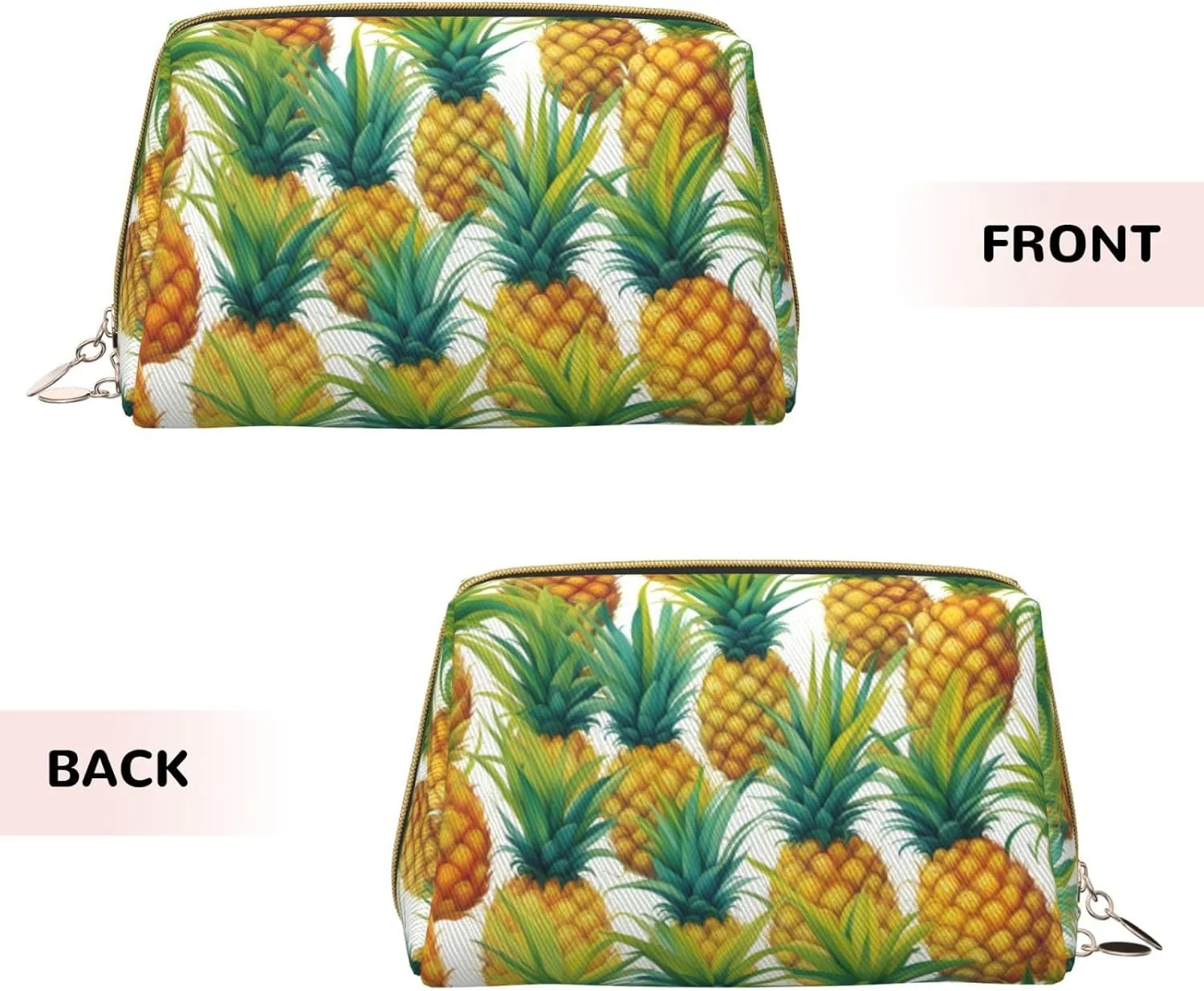 Exotic Tropical Pineapples Leather Toiletry Organizer Bag, Travel-Friendly Makeup Pouch For Women