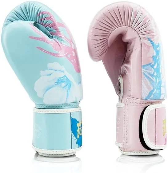 Fairtex Fiore Boxing Gloves – Limited Edition BGV1 Modified Cut, Genuine Leather, Hand-Screened Design, Butterfly Graphic for Muay Thai, Kickboxing & Training