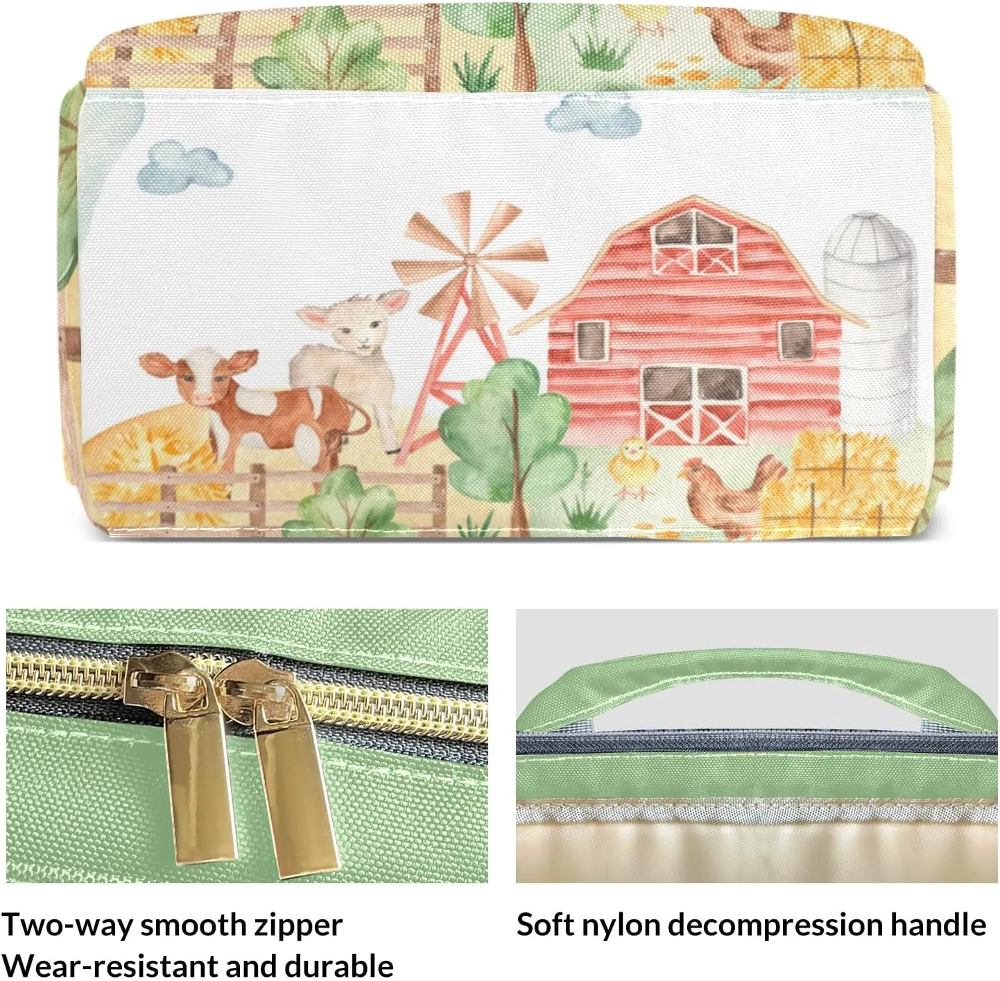 Farm Life Cow Sheep Personalized Large Capacity Diaper Bags,Custom Name Backpack Casual Daypack Bag Nappy Bag Gifts