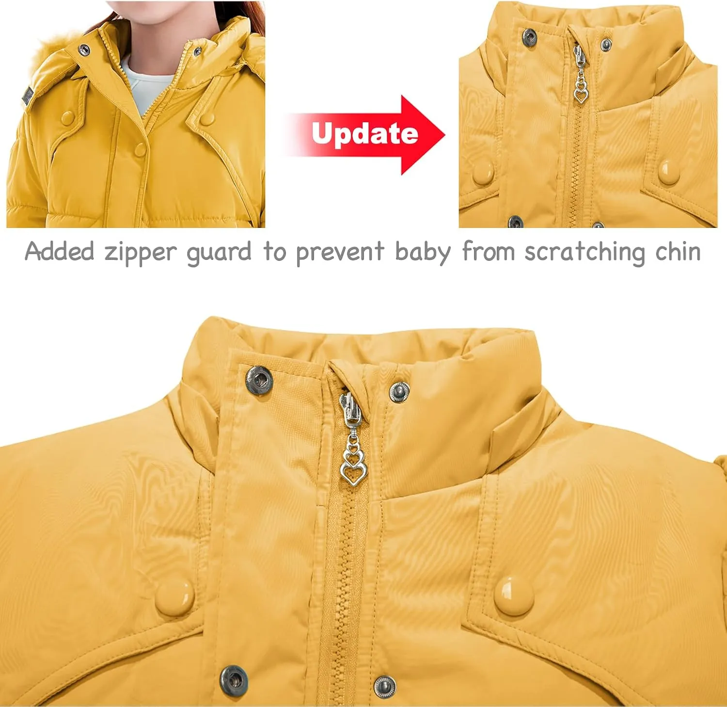 FARVALUE Girls' Winter Coats Fur Hooded Warm Puffer Jacket Coat for Girls