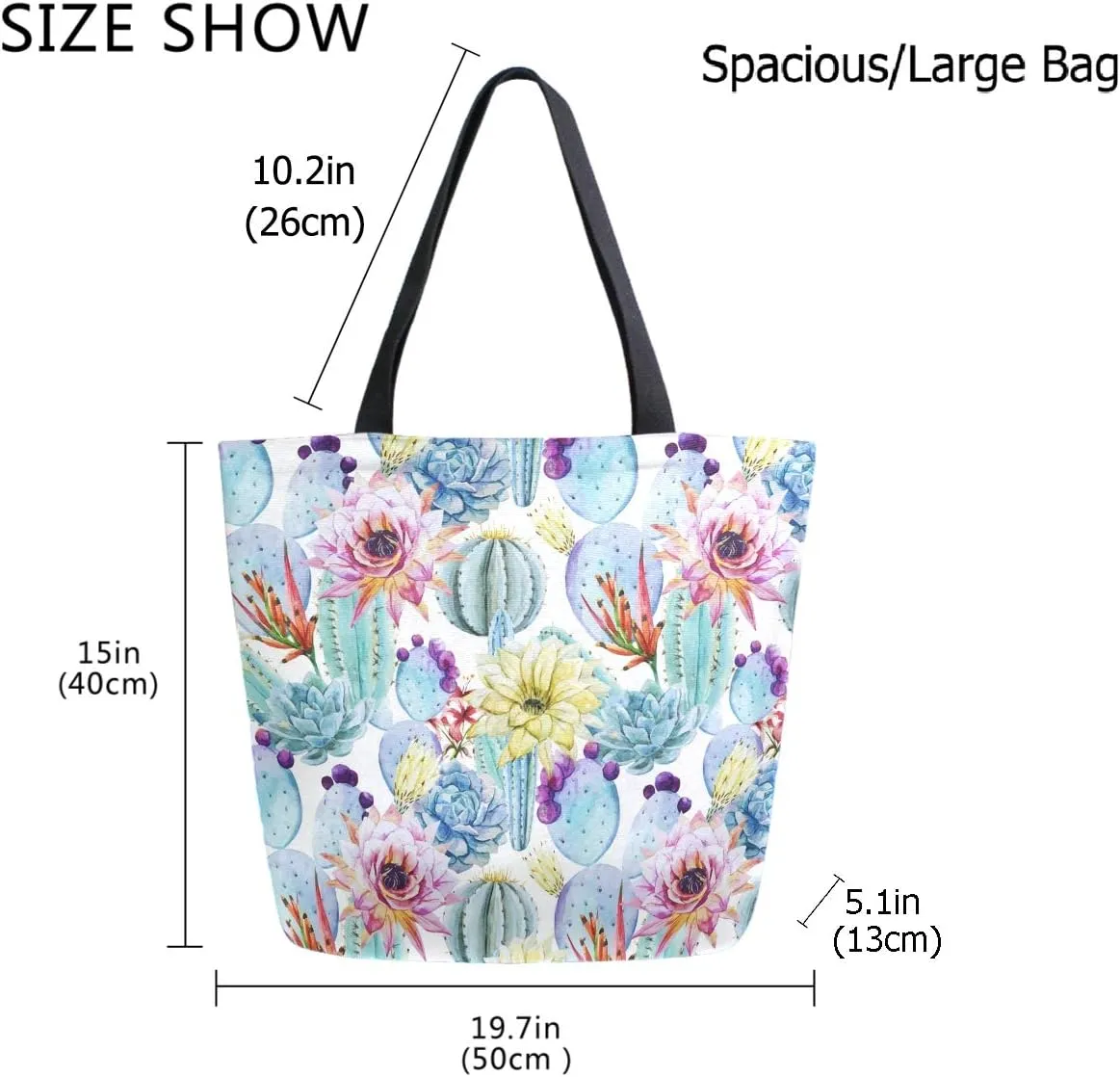 Fashion Beautiful Printed Pattern Extra Large Shoulder Tote Bag for Beach Travel Weekender Gym Grocery Shopping