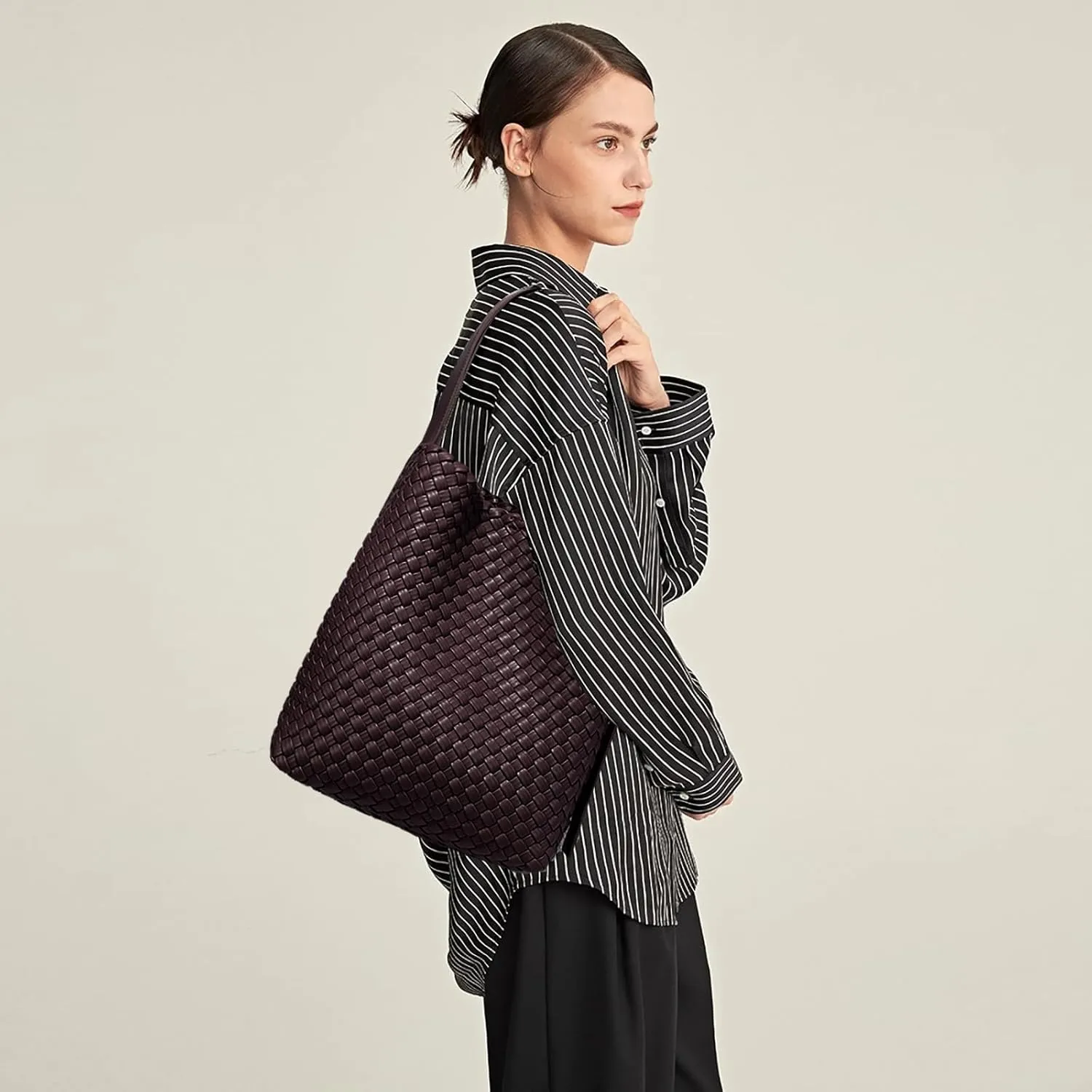Fashion Woven Tote Bag for Women, Female Hobo Bag, Beach Handbag Purse, Travel Shoulder Bag with Adjustable Strap