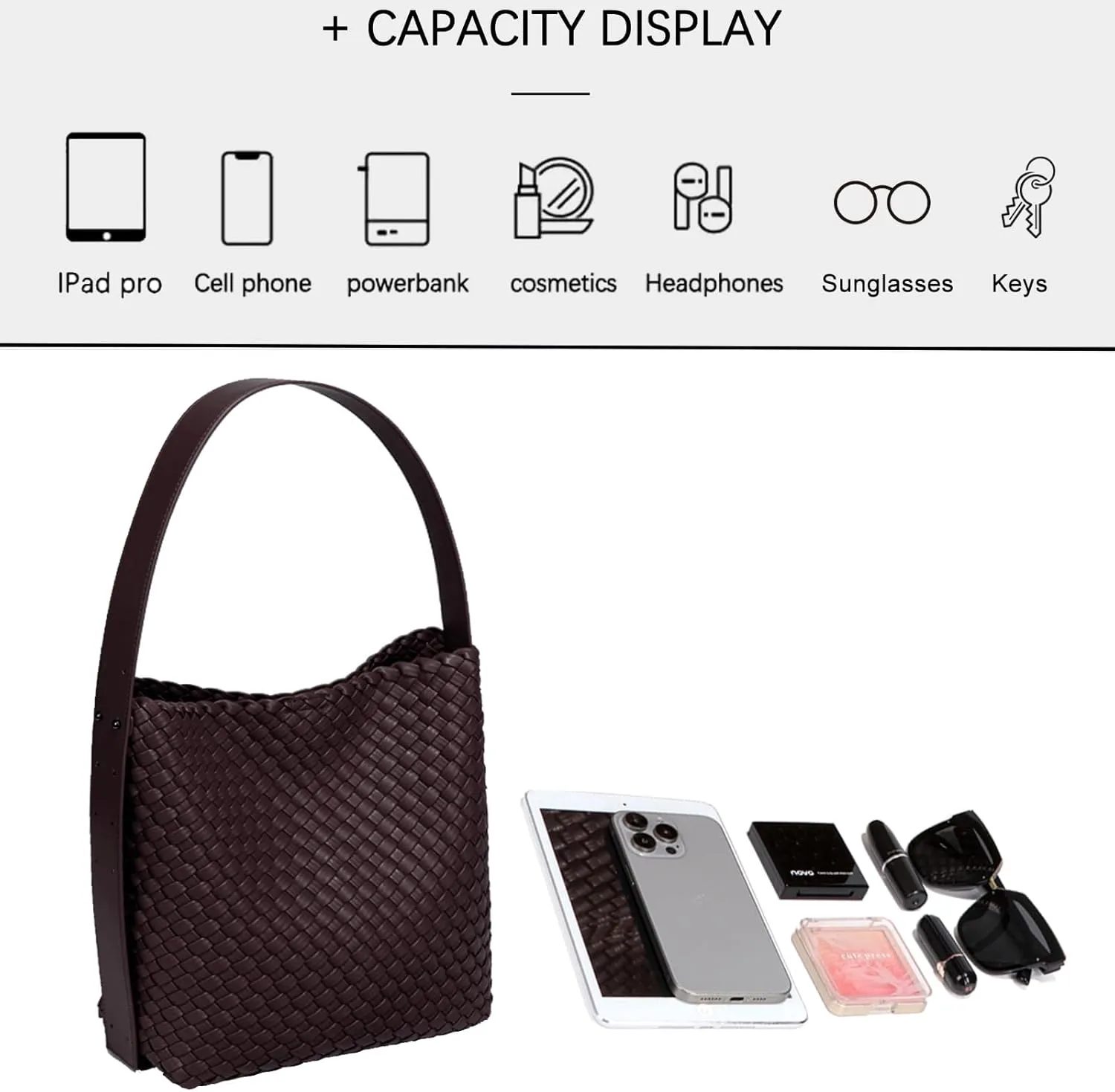 Fashion Woven Tote Bag for Women, Female Hobo Bag, Beach Handbag Purse, Travel Shoulder Bag with Adjustable Strap