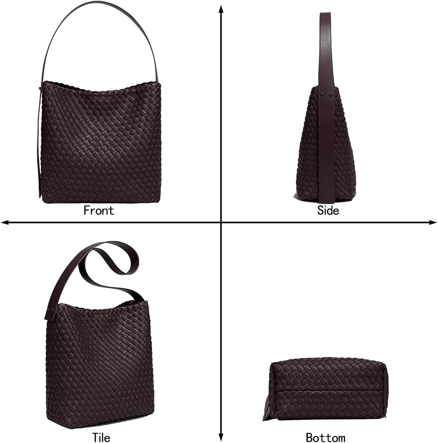 Fashion Woven Tote Bag for Women, Female Hobo Bag, Beach Handbag Purse, Travel Shoulder Bag with Adjustable Strap
