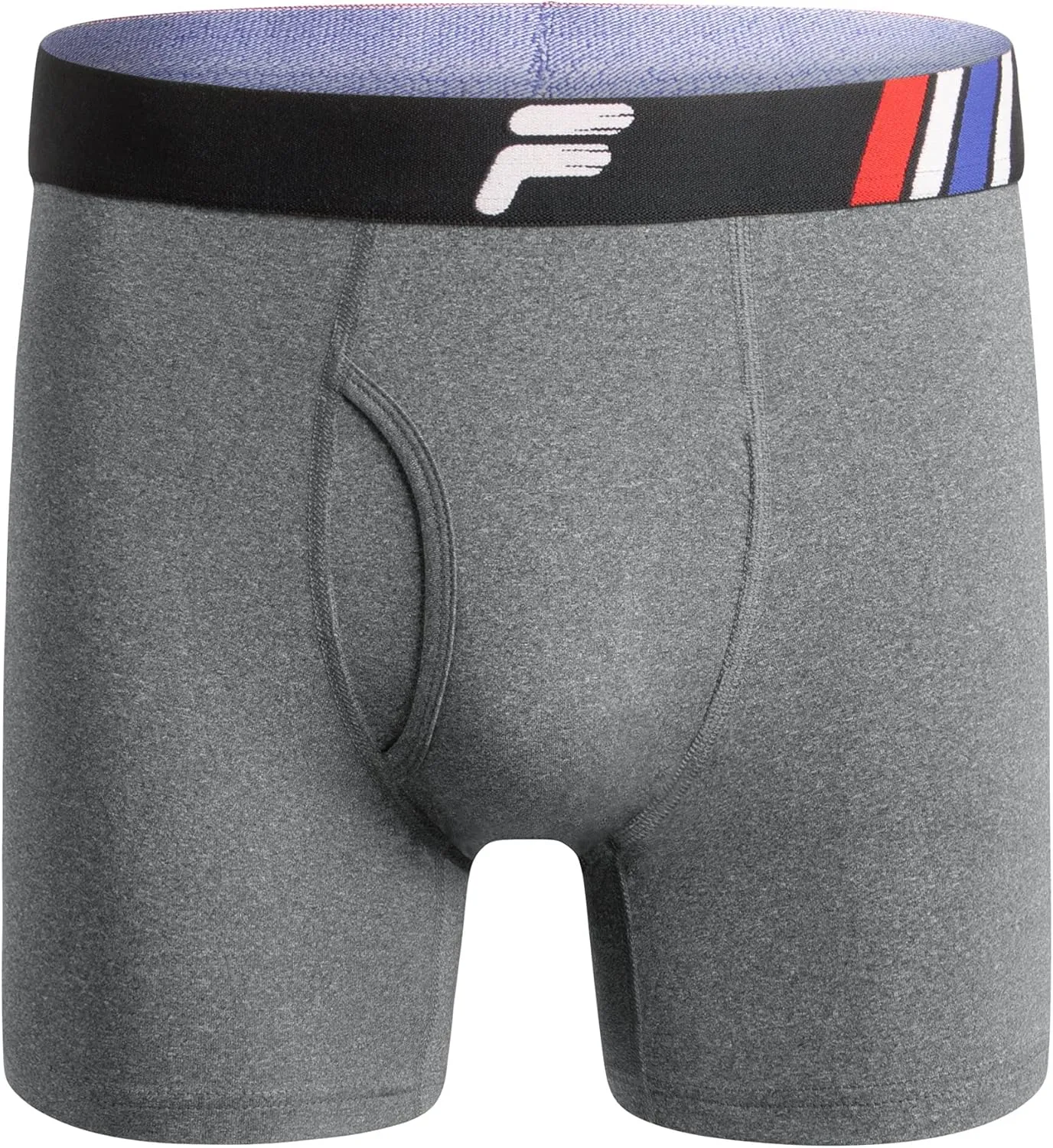 Fila Men's 6" Boxer Briefs Fly Front, 90% Polyester 10% Spandex, 4-Pack